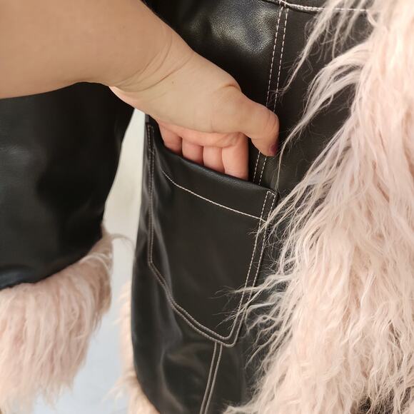 NWT Doll Kills Current Mood Music Muse Faux Fur Coat/Trench/Jacket XXL Black - Picture 3 of 12